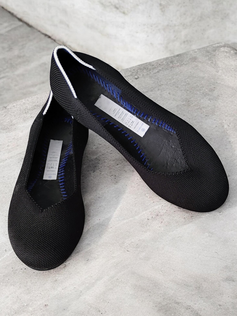 Rothy's The Flat Charcoal Black Round Toe Ballet Slipon Washable EUC - Size 7.5